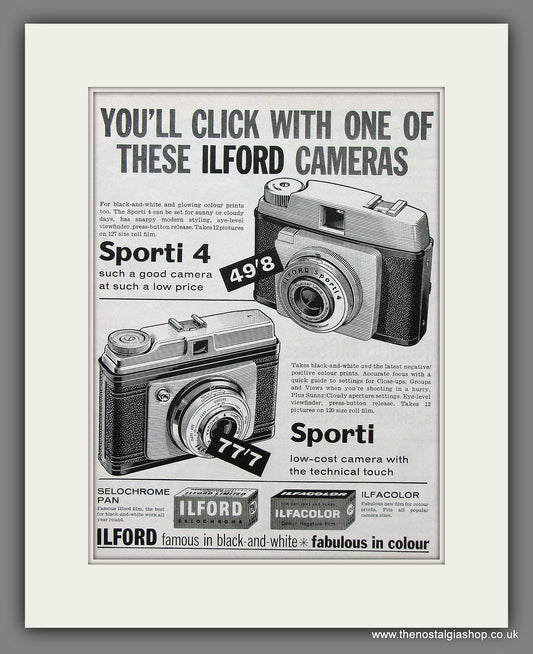 Ilford Sporti Camera. Original Advert 1961 (ref AD55316)