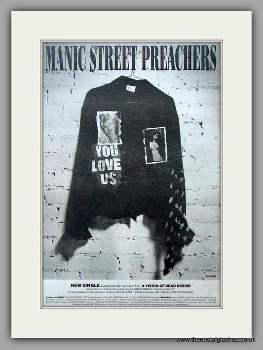 Manic Street Preachers - You Love Us. Original Vintage Advert 1992 (ref AD10916)