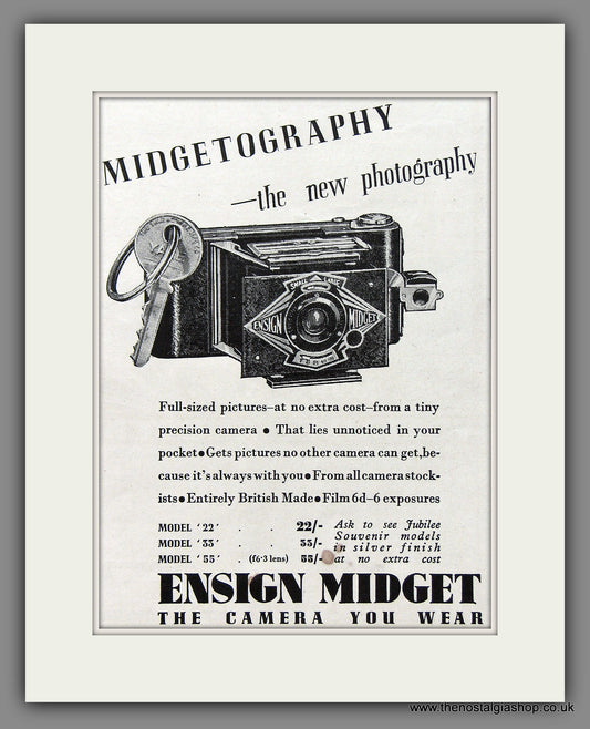 Ensign Midget Camera. Original Advert 1935 (ref AD55336)
