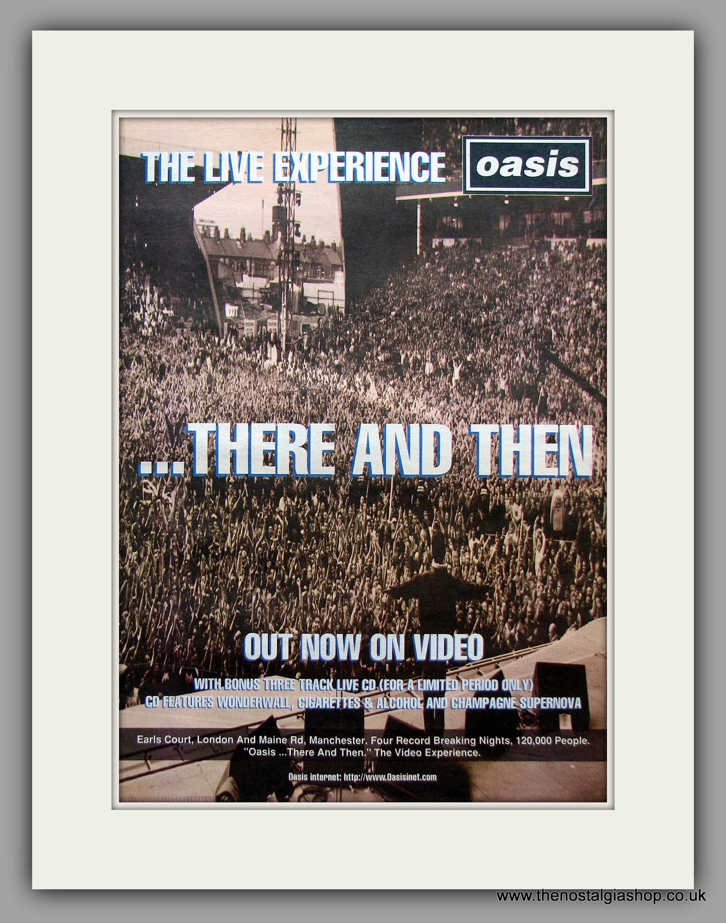 Oasis. There And Then. Original Vintage Advert 1996 (ref AD10760)