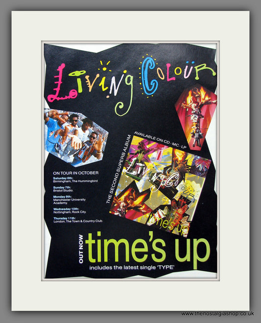 Living Colour. Time's Up. 1990 Original Advert (ref AD55399)