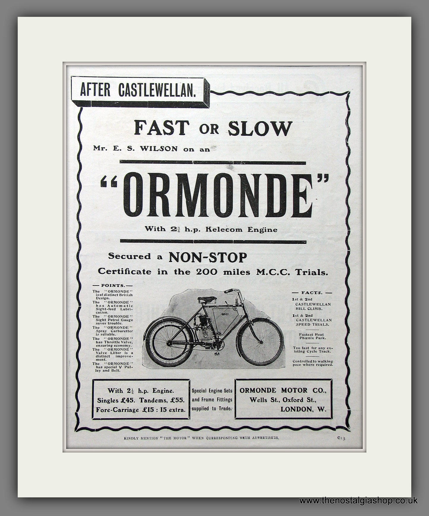 Ormonde Motor Cycles. Original Advert 1903 (ref AD55364)