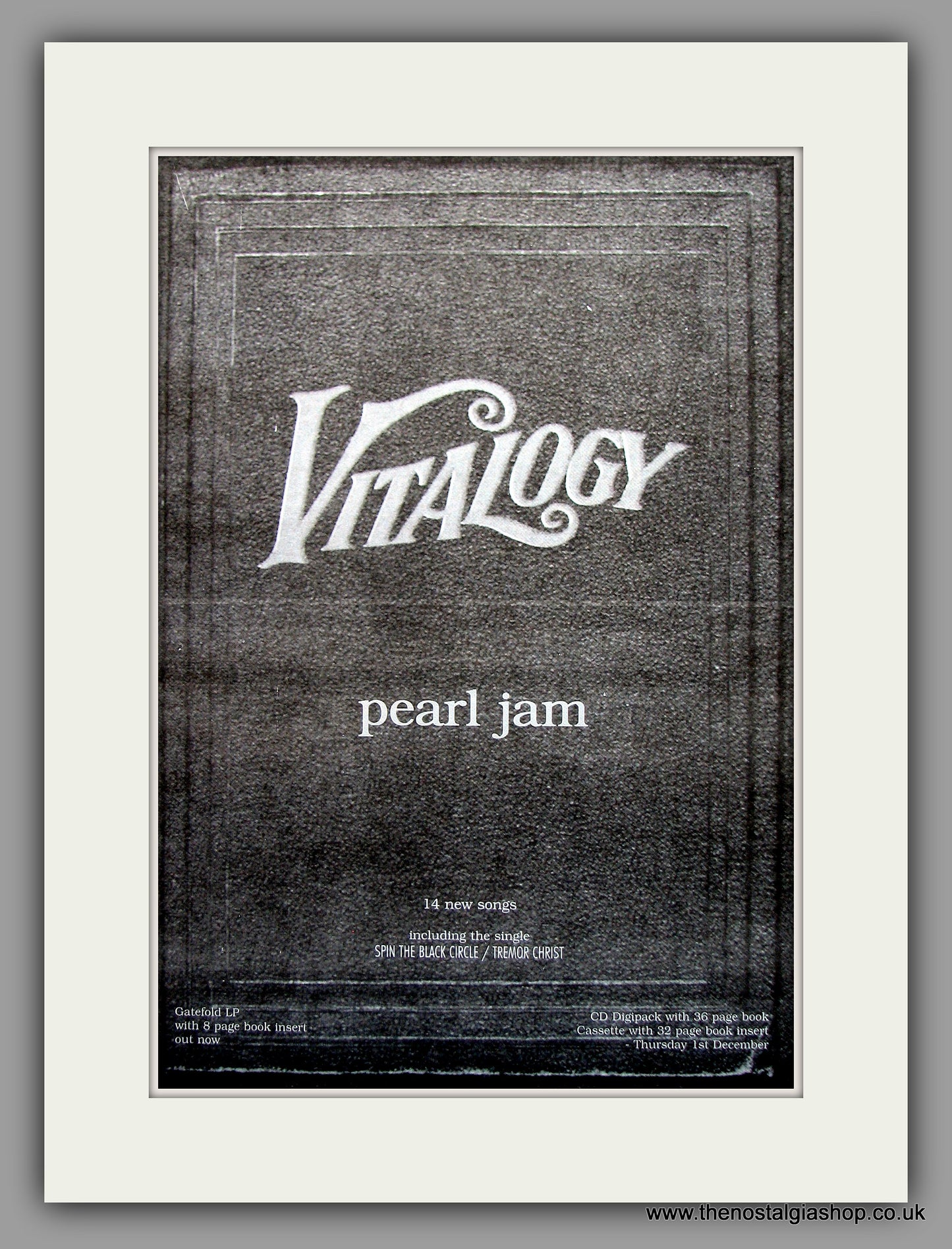 Pearl Jam - Vitalogy. Original Vintage Advert 1994 (ref AD10961)