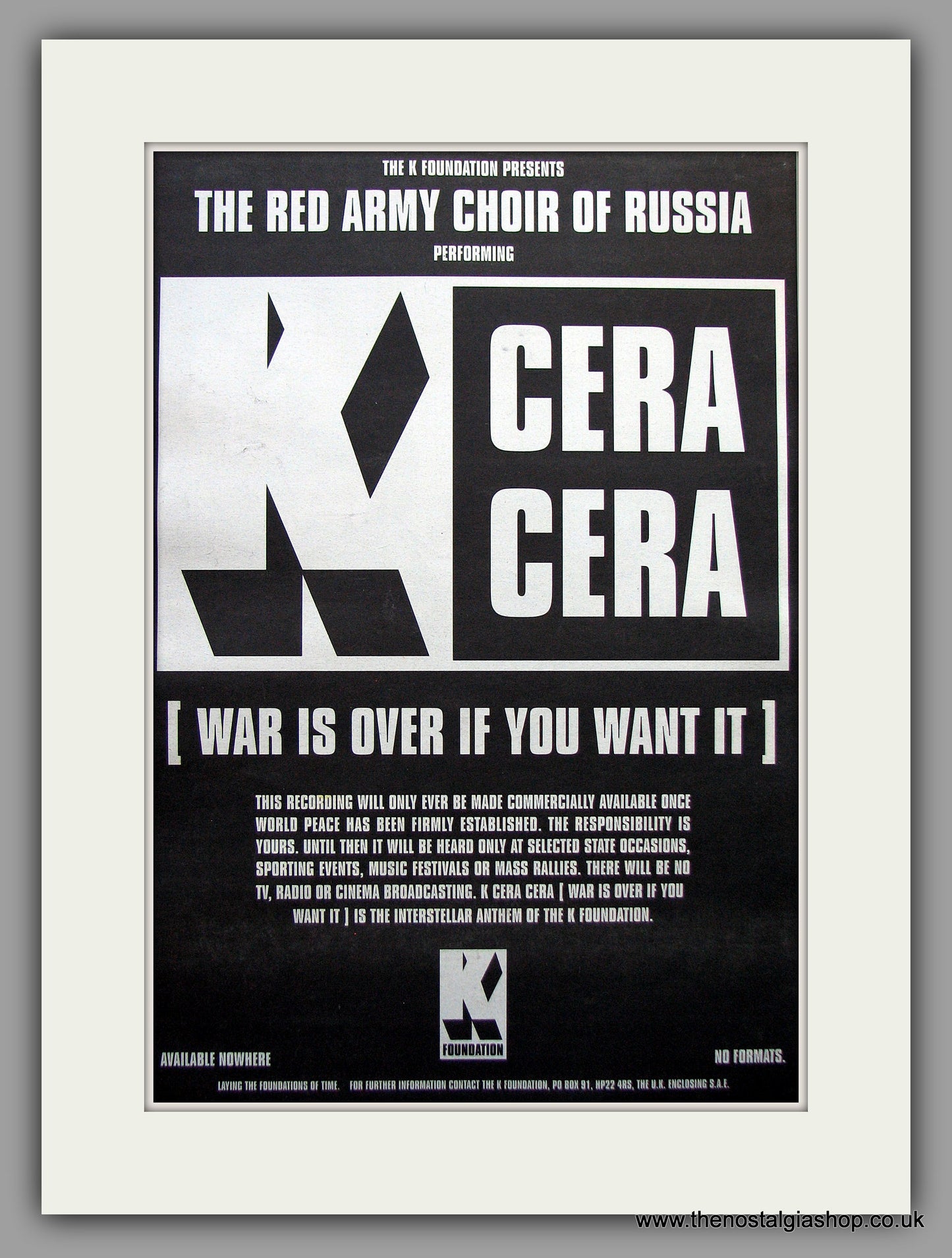 Red Army (The) Choir Of Russia - Cera Cera. Original Vintage Advert 1993 (ref AD10994)