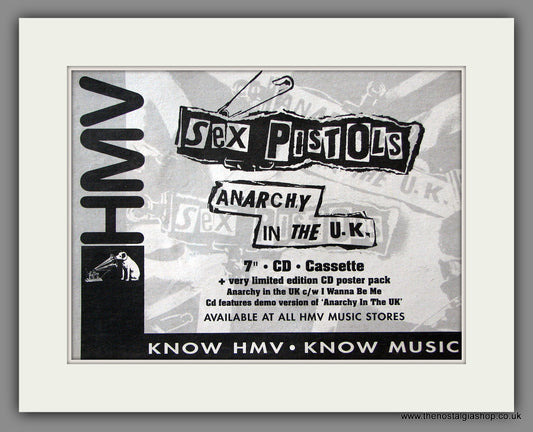 Sex Pistols. Anarchy In The UK. Original Music Advert 1992 (ref AD55478)