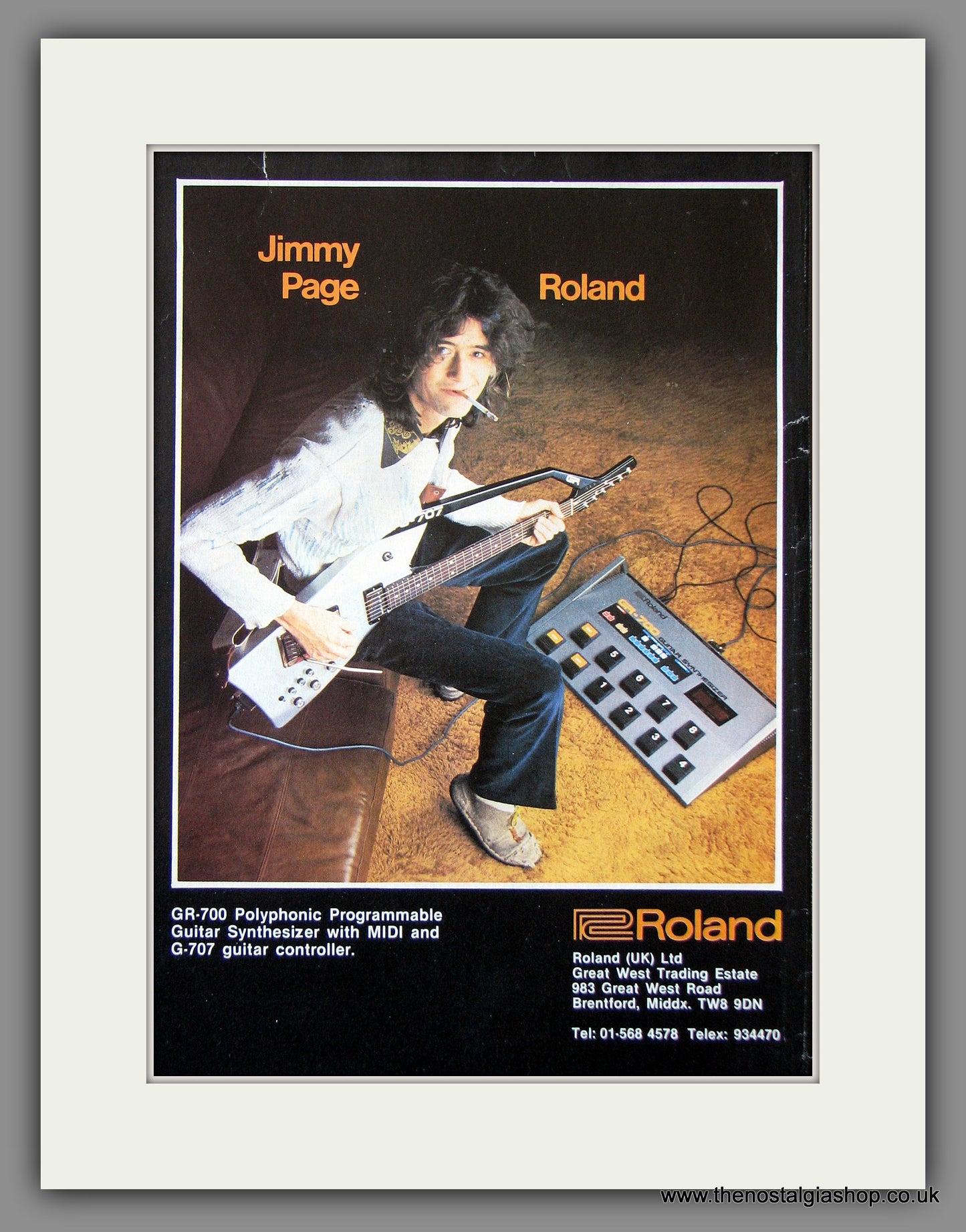 Roland Guitar Synthesizer with Jimmy Page. Original Music Advert 1984 (ref AD55528)