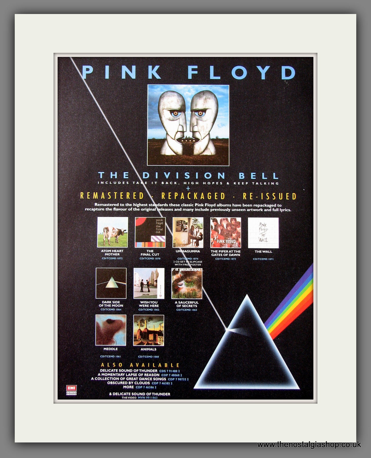 Pink Floyd. The Division Bell Remastered. Original Music Advert 1994 (ref AD55524)