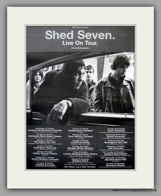 Shed Seven. Live On Tour. Original Vintage Advert 1998 (ref AD11069)