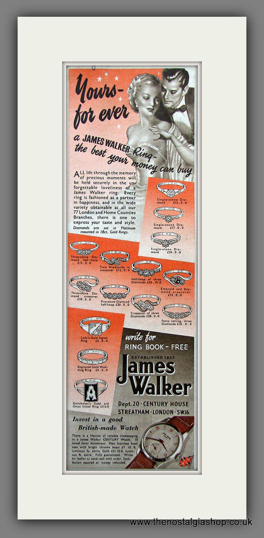 James Walker Jewellers. Original Advert 1953 (ref AD55447)