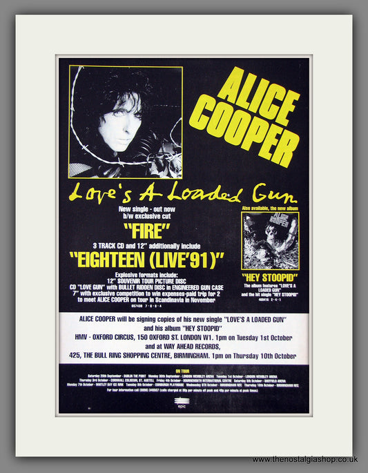 Alice Cooper. Love's A Loaded Gun 1991 Original Advert (ref AD55613)