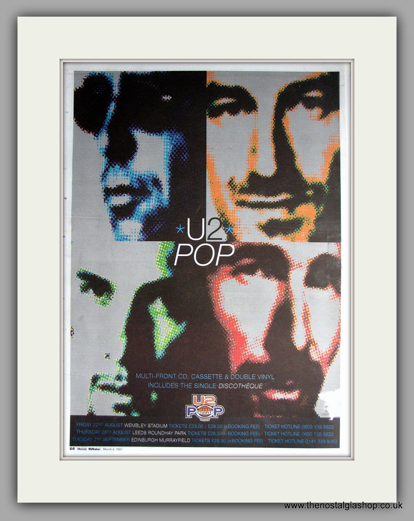 U2 - Pop. Original Vintage Advert 1997 (ref AD11159)