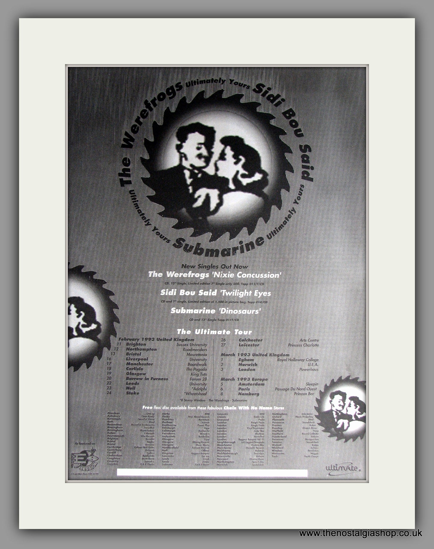 Werefrogs (The) New Singles And Tour Dates. Original Vintage Advert 1993 (ref AD11169)