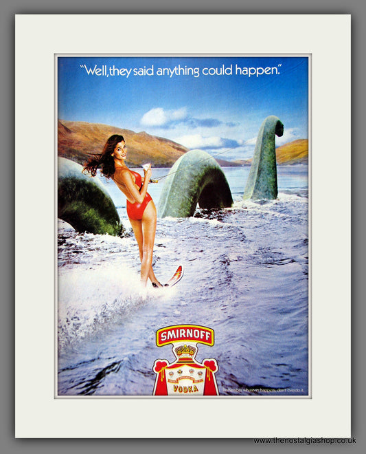 Smirnoff Vodka. Loch Ness Monster. Anything Could Happen. 1981 Original Advert (ref AD55535)