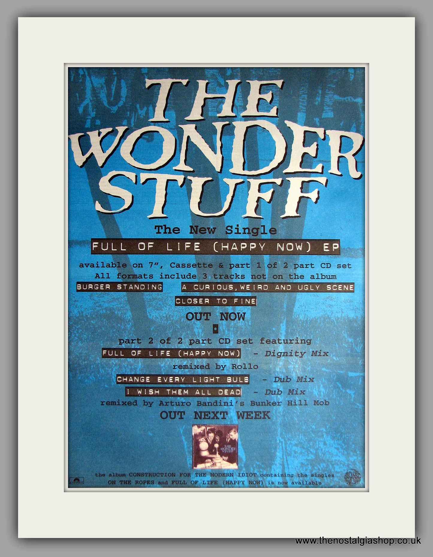 Wonder Stuff (The) - Full Of Life. Original Vintage Advert 1993 (ref AD11175)