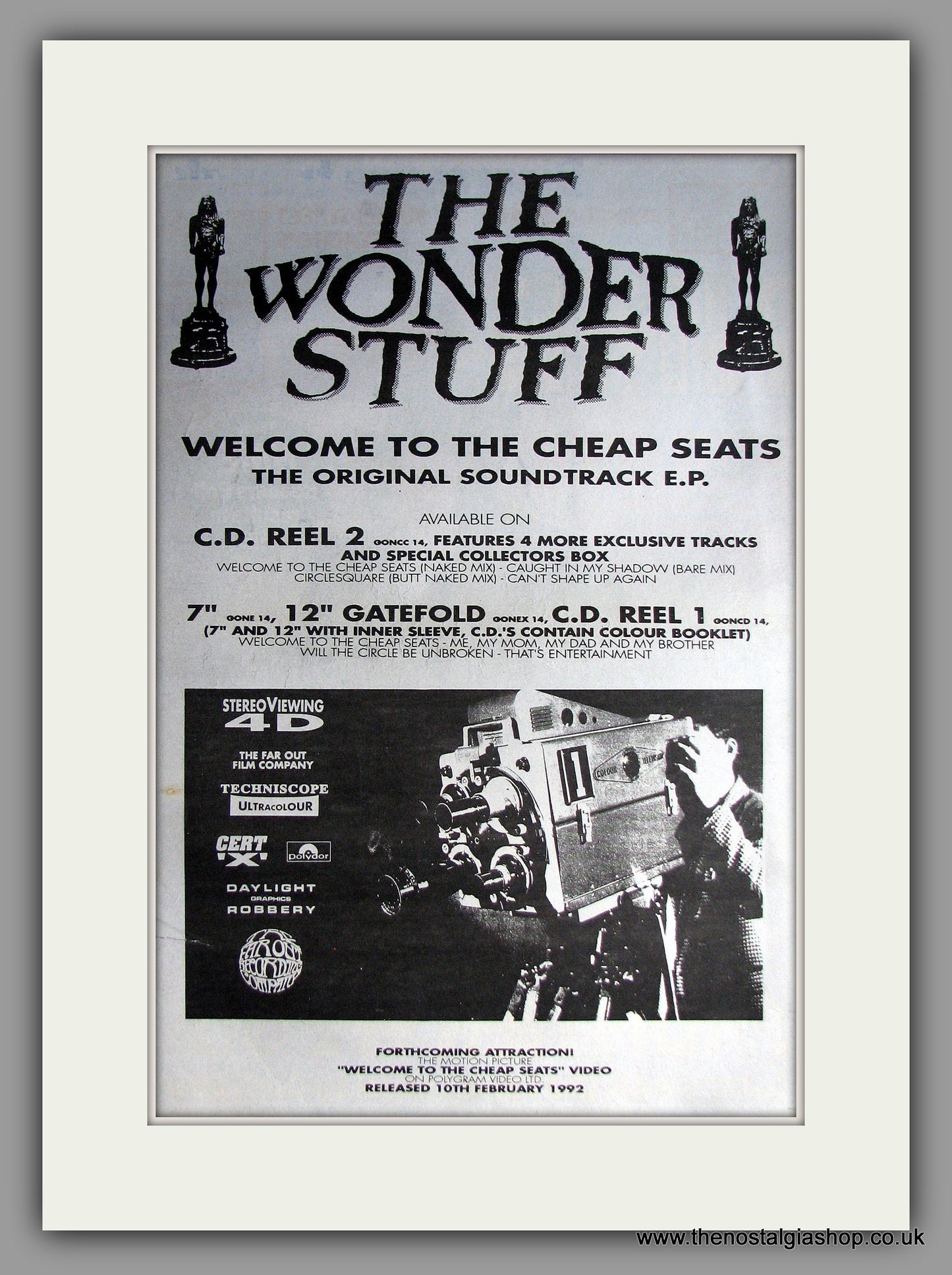 Wonder Stuff (The) - Welcome To The Cheap Seats. Original Vintage Advert 1992 (ref AD11180)