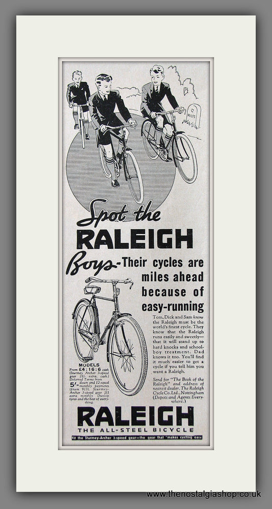Raleigh Boys Cycles. Original Advert 1939 (ref AD55549)