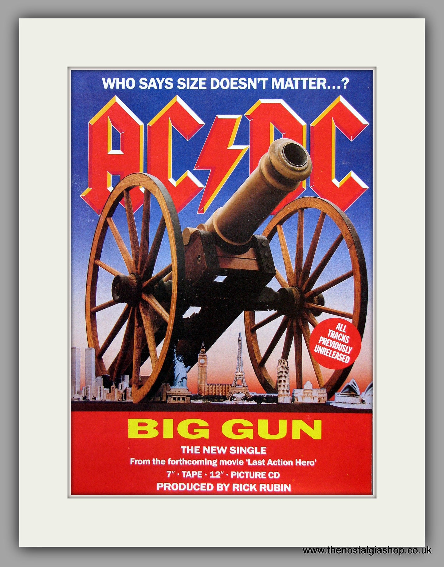 AC DC Big Gun. 1993 Original Advert (ref AD7950)