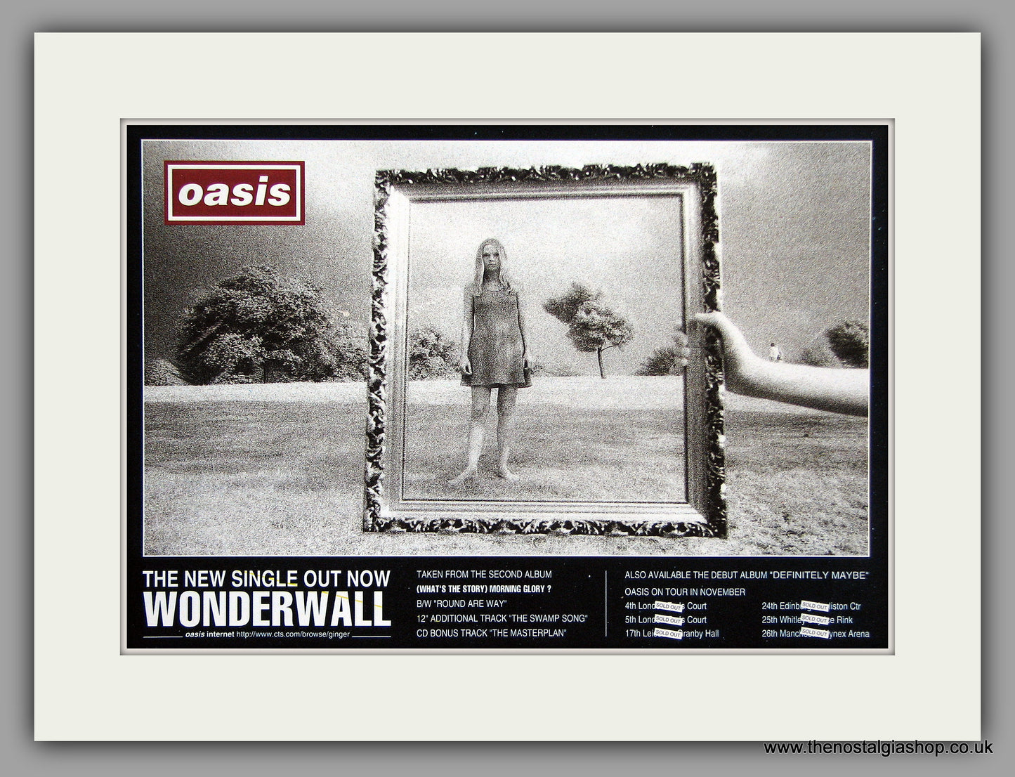 Oasis. Wonderwall. 1995 Original Advert (ref AD7965)
