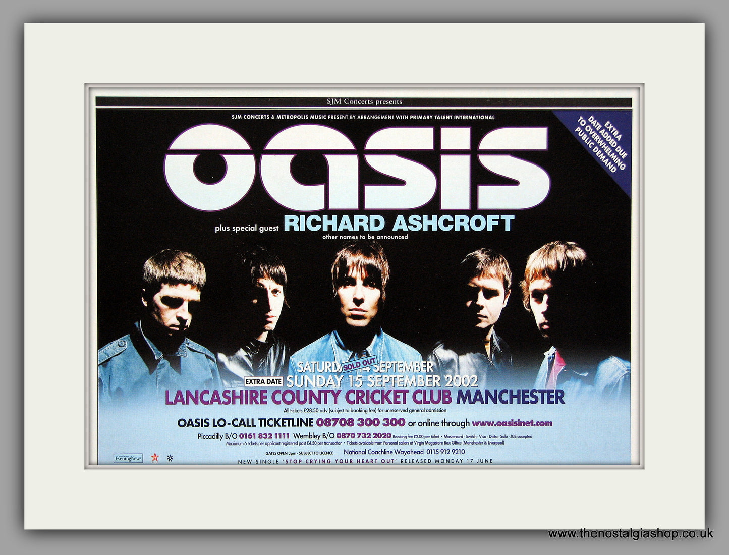 Oasis and Richard Ashcroft, Manchester Concert. 2002 Original Advert (ref AD7966)