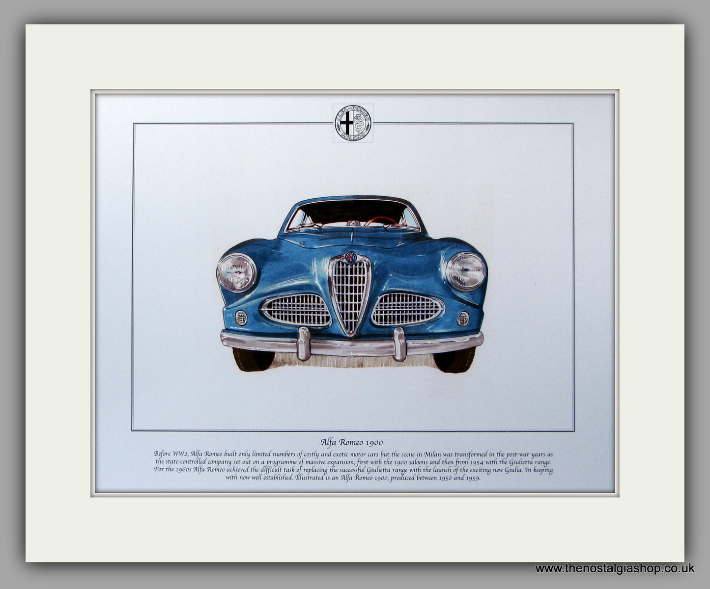 Alfa Romeo 1900. Mounted Print (ref PR8)