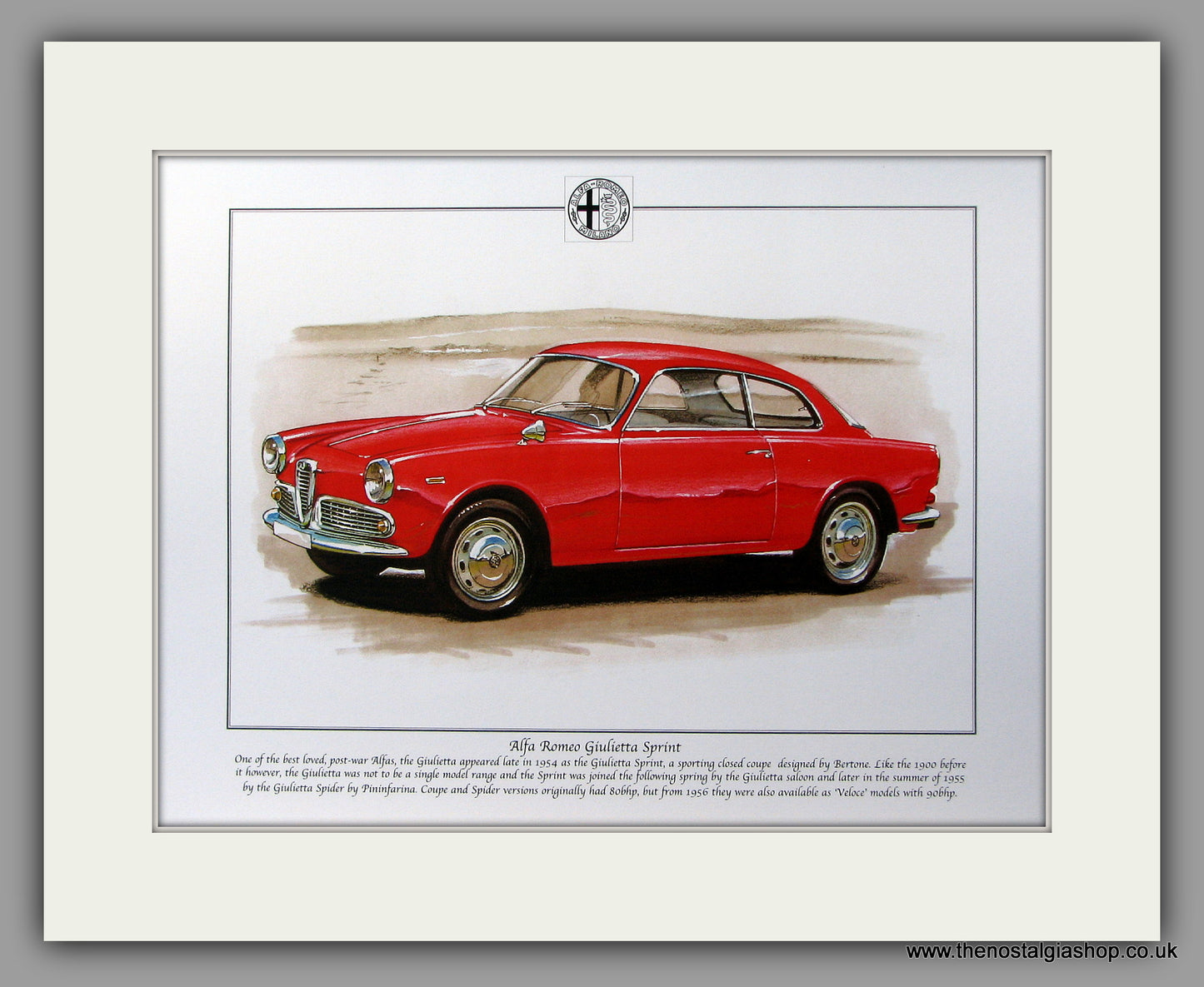 Alfa Romeo Giulietta Sprint . Mounted Print (ref PR12)