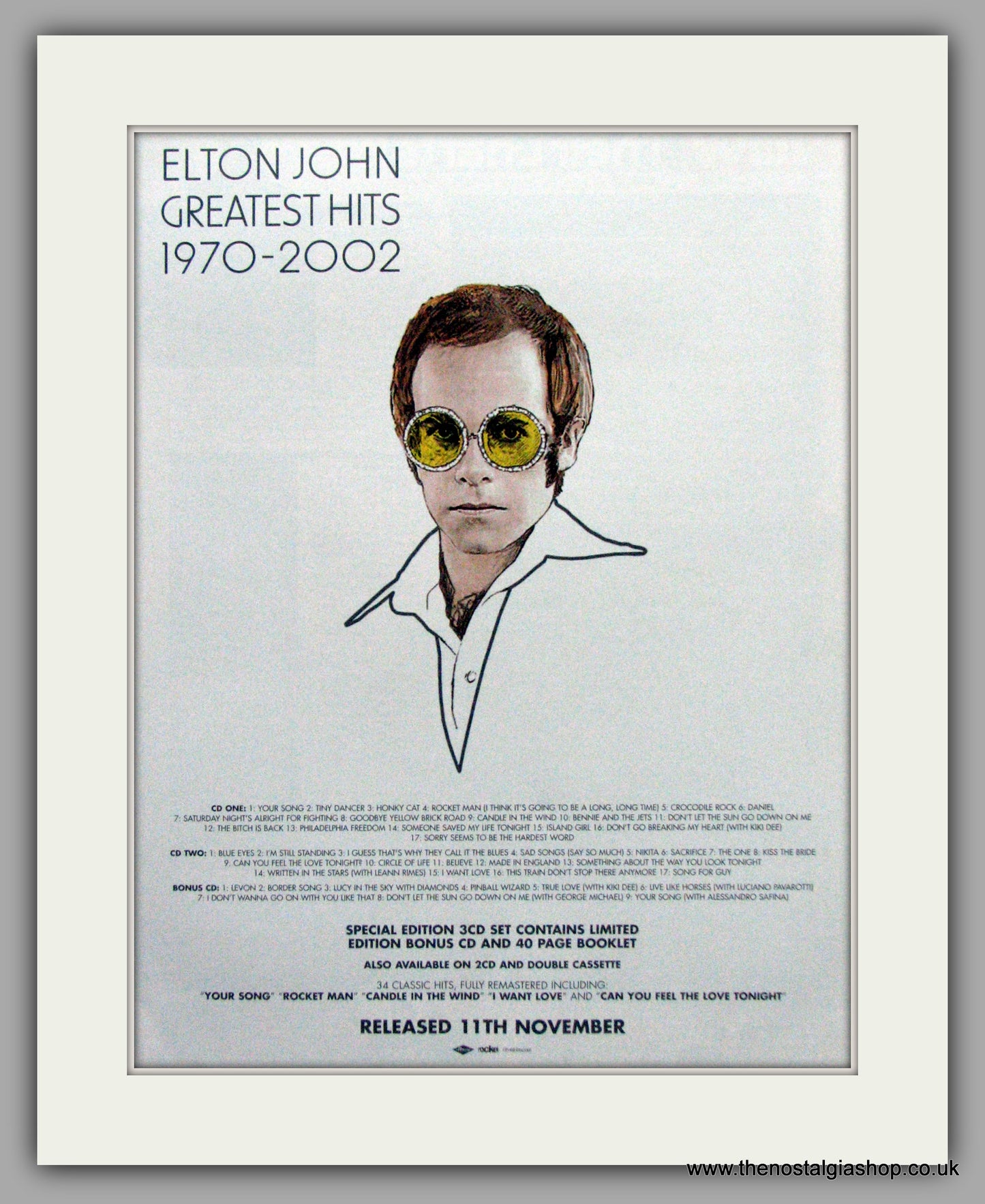Elton John Greatest Hits 1970-2002. Original Advert 2002 (ref AD50190)