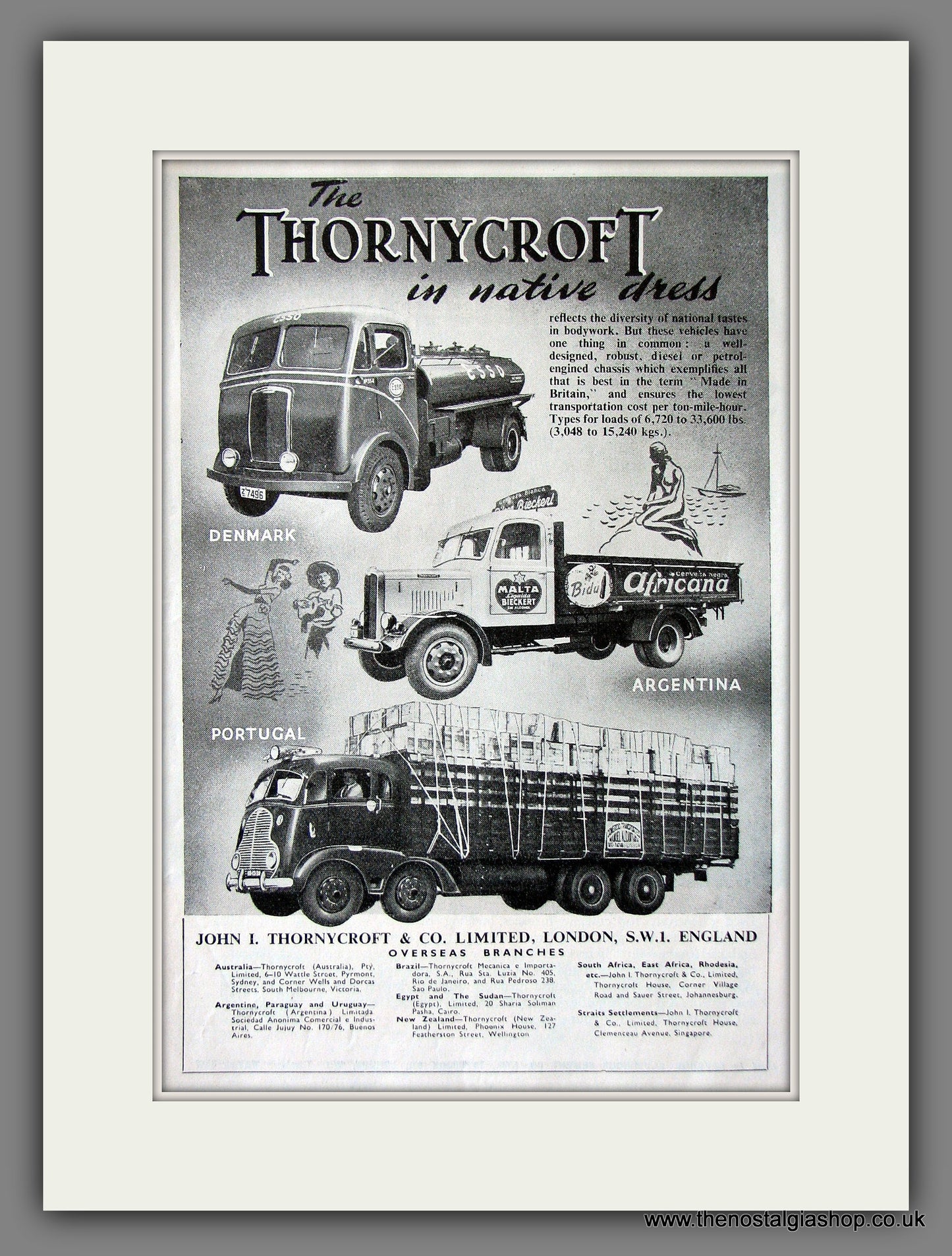 Thornycroft Trucks Overseas Range. Original Advert 1948 (ref AD55602)