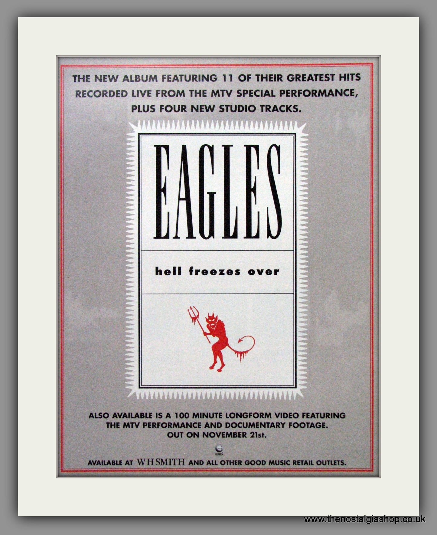 Eagles (The) Hell Freezes Over. Set of 2 Original Adverts 1995 (ref AD50234)
