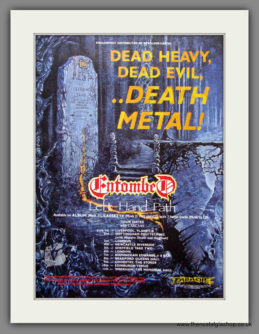 Entombed - Left Hand Path+Tour Dates. Original Advert 1990 (ref AD50265)