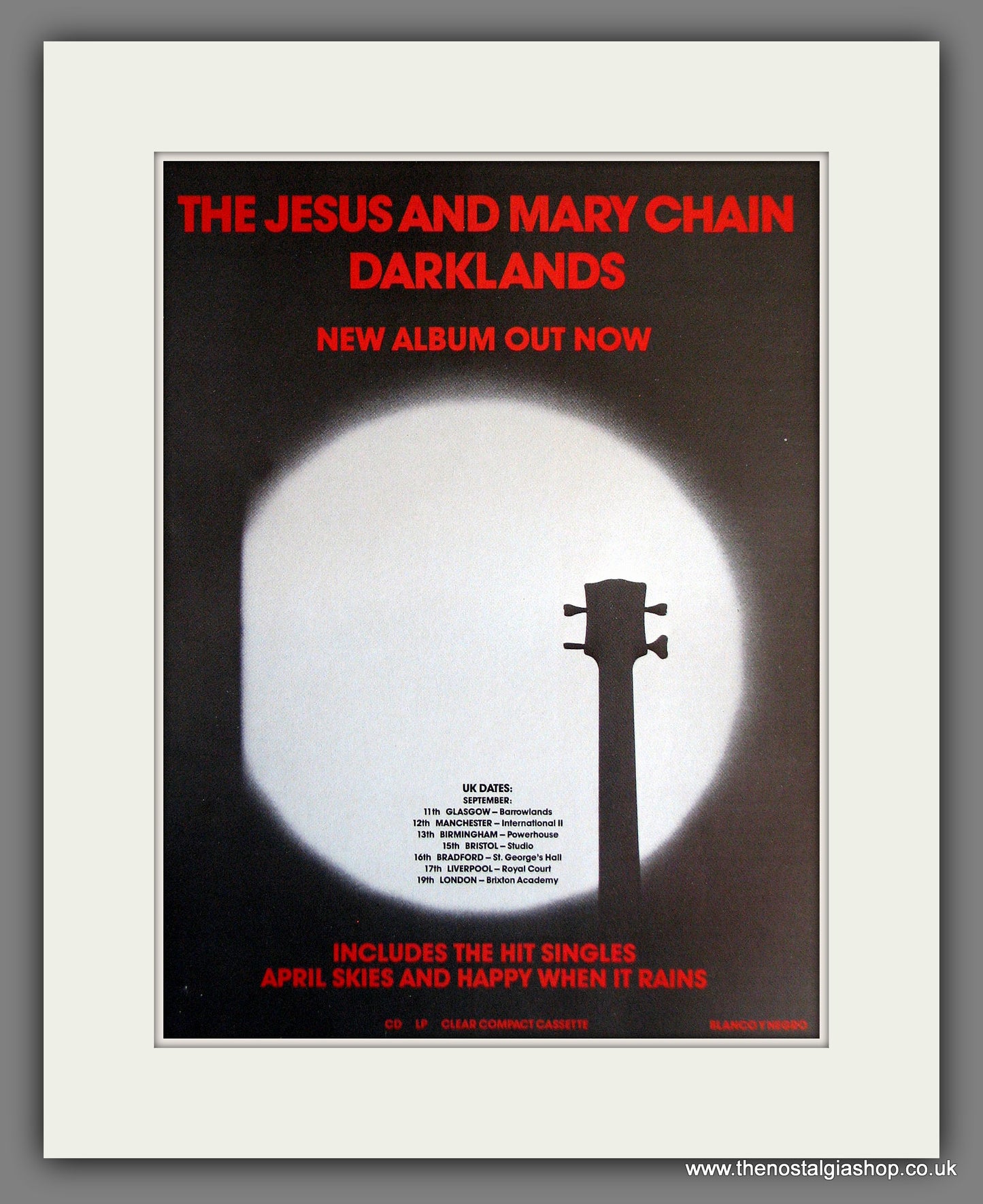 Jesus And Mary Chain. Darklands. Vintage Advert 1987 (ref AD55698)