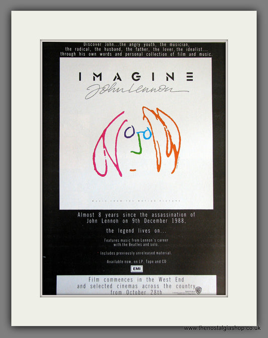 John Lennon Imagine. Vintage Advert 1988 (ref AD55713)