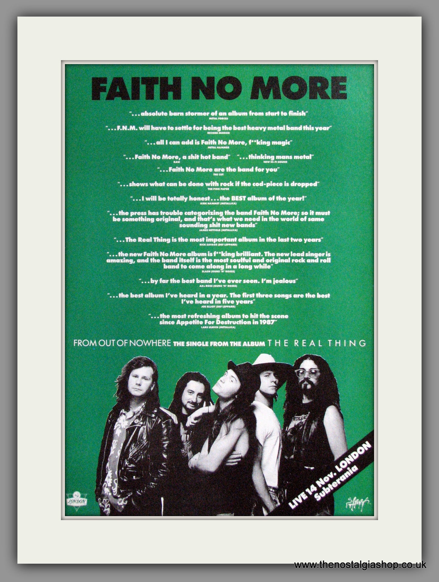 Faith No More - The Real Thing. Vintage Advert 1989 (ref AD50376)
