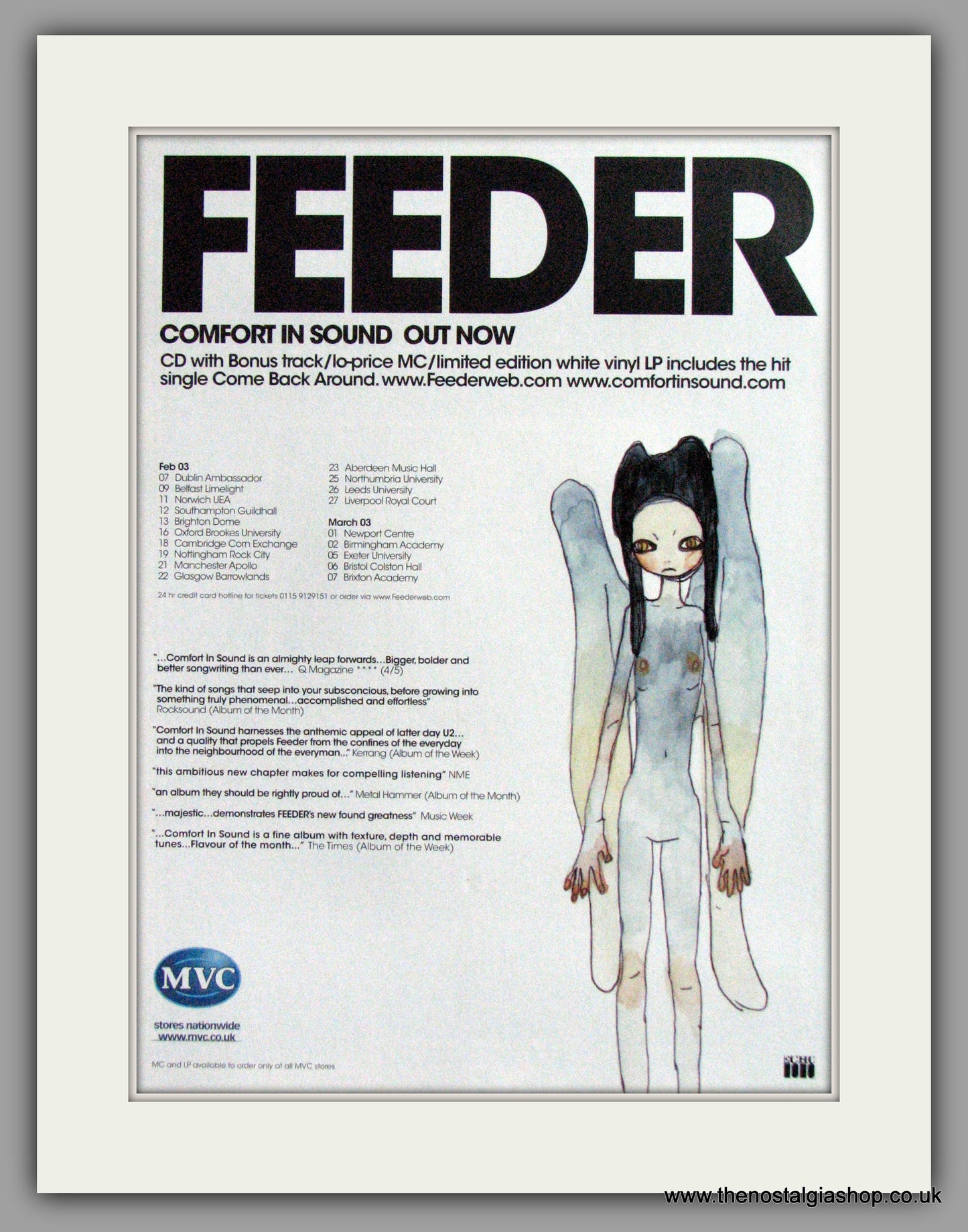 Feeder - Comfort In Sound. Vintage Advert 2002 (ref AD50380)