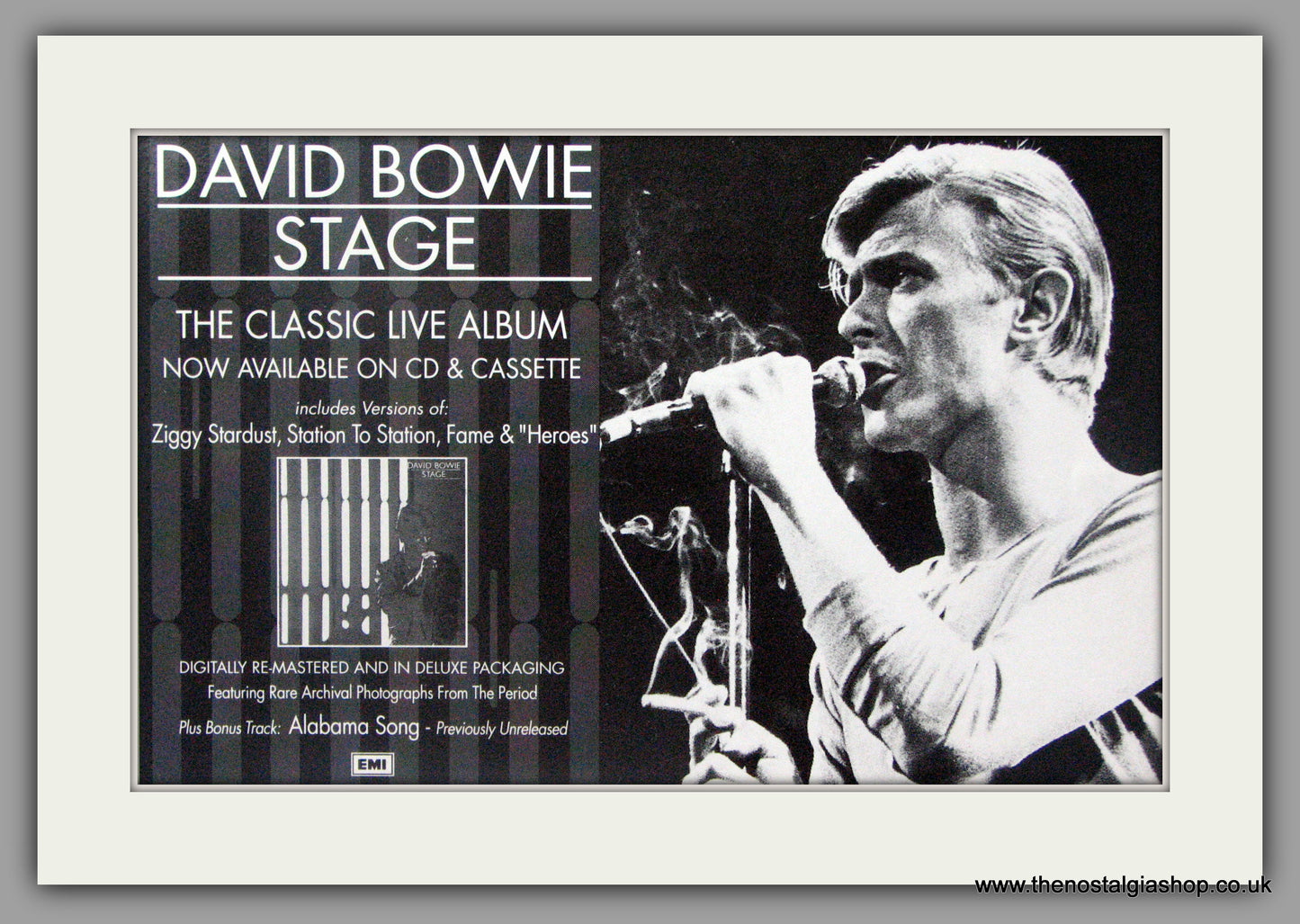 David Bowie. Stage. Vintage Advert 1992 (ref AD50532)
