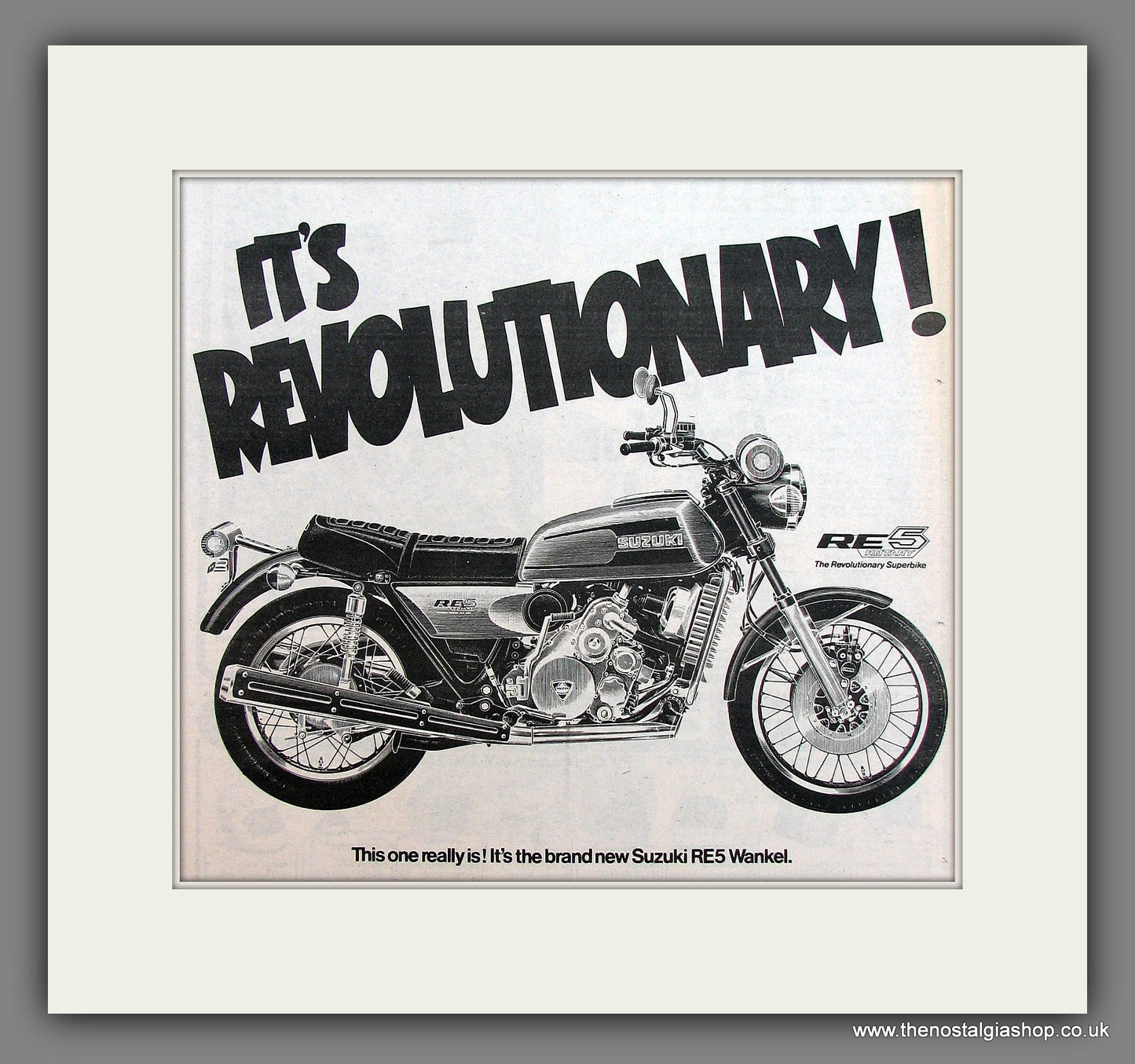 Suzuki RE5 Wankel Motorcycle. Original Advert 1975 (ref AD12920)