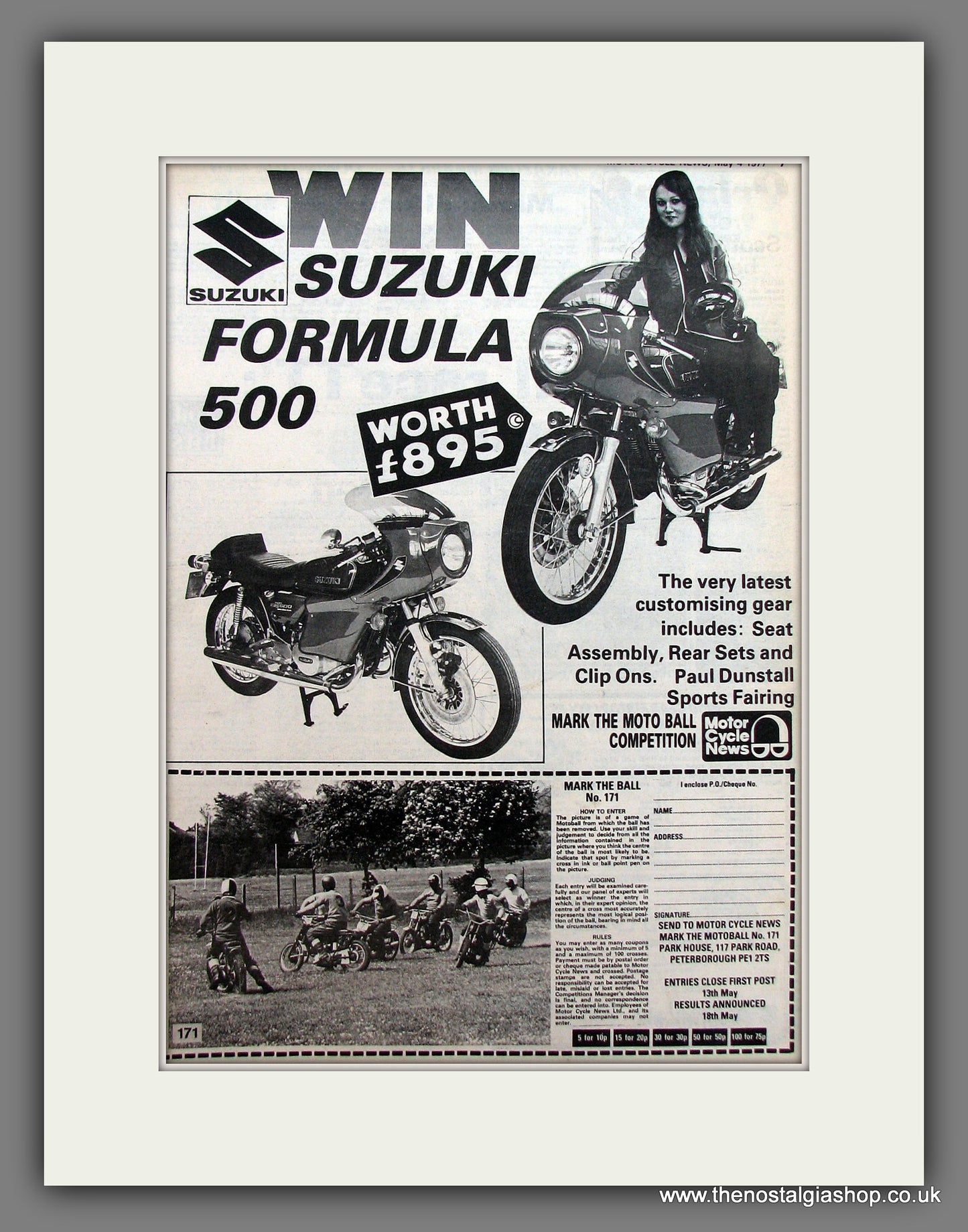 Suzuki Formula 500. WIN ONE!. Original Advert 1977 (ref AD12925)