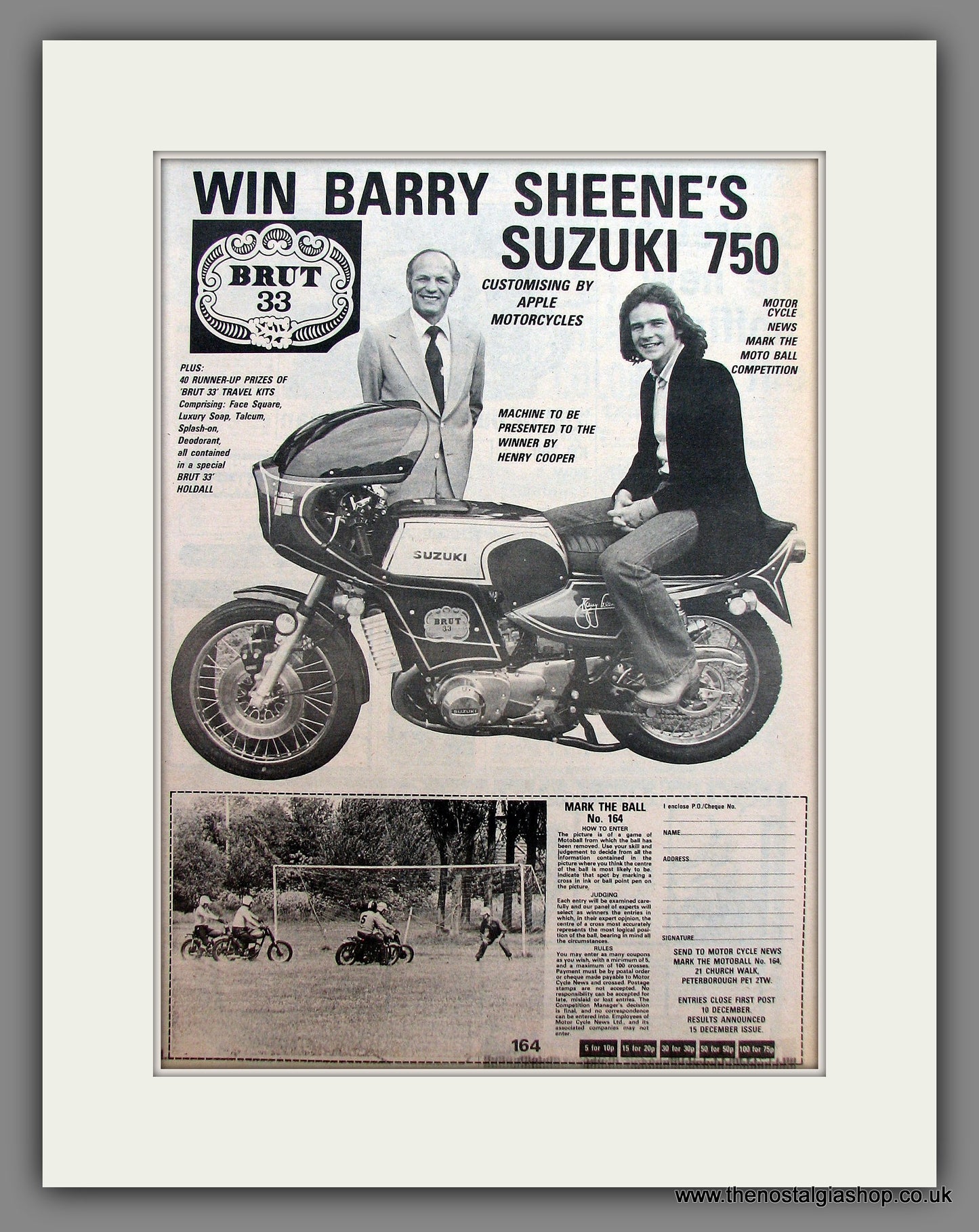 Suzuki 750 Motorcycle. Win Barry Sheene's One!. Original Advert 1976 (ref AD12933)