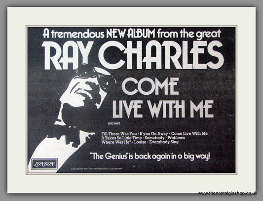 Ray Charles. Come Live With Me. Vintage Advert 1974 (ref AD50345)