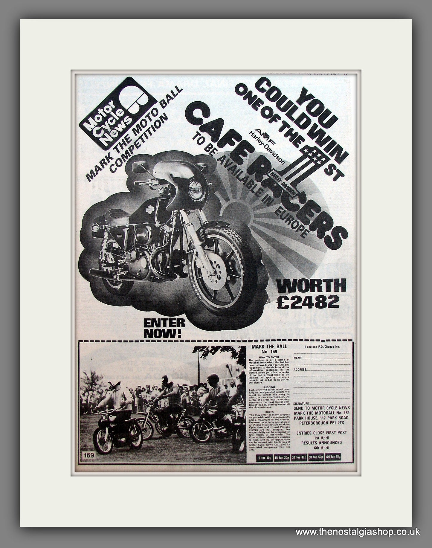 Harley-Davidson. Win A Cafe Racer! Original Advert 1977 (ref AD12952)