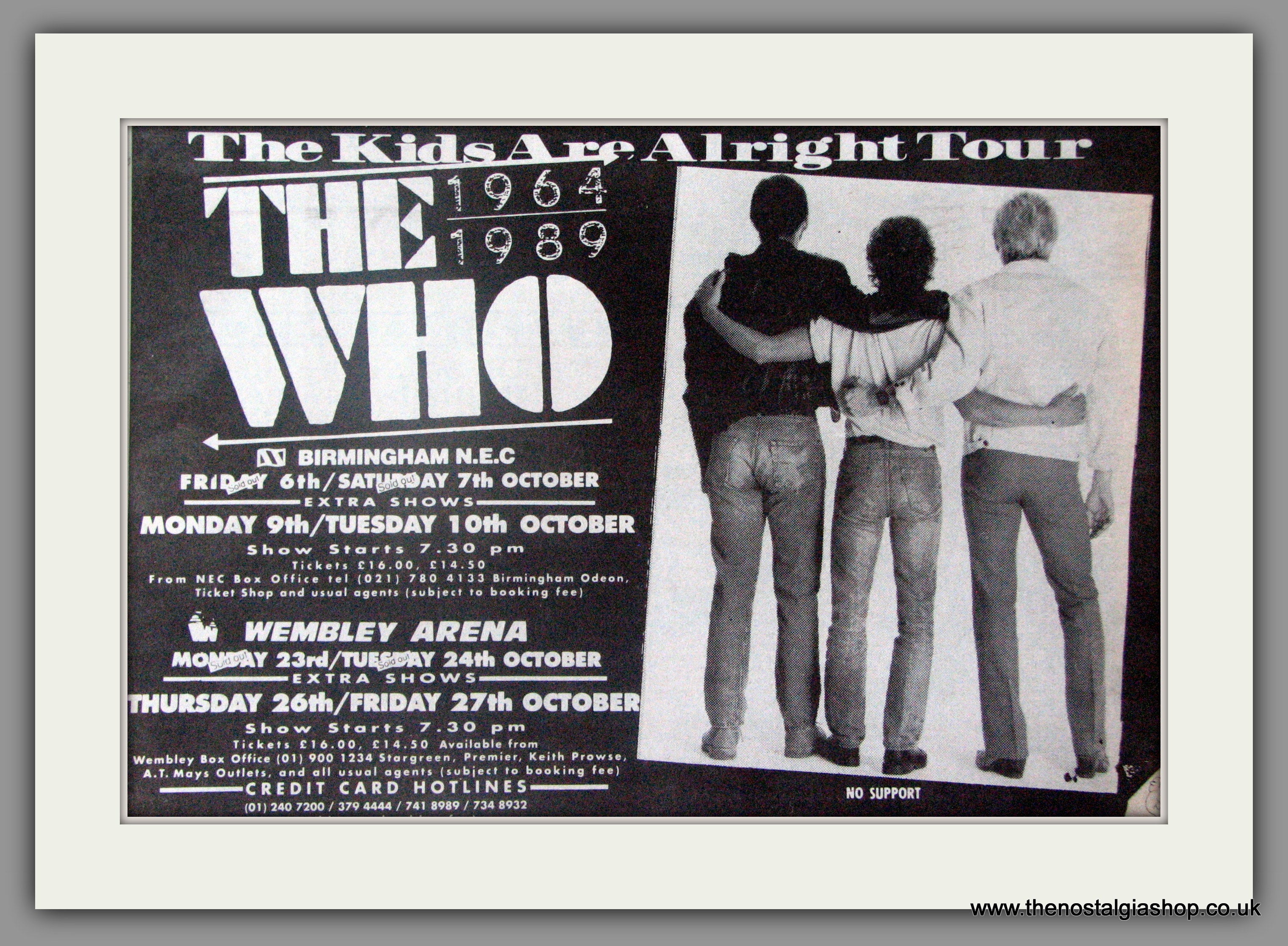 The Who. The Kids Are Alright Tour. Vintage Advert 1989 (ref 