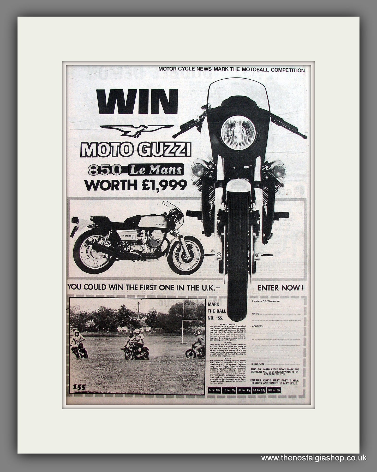 Moto Guzzi 850 Le Mans. Win One! Original Advert 1976 (ref AD12963)