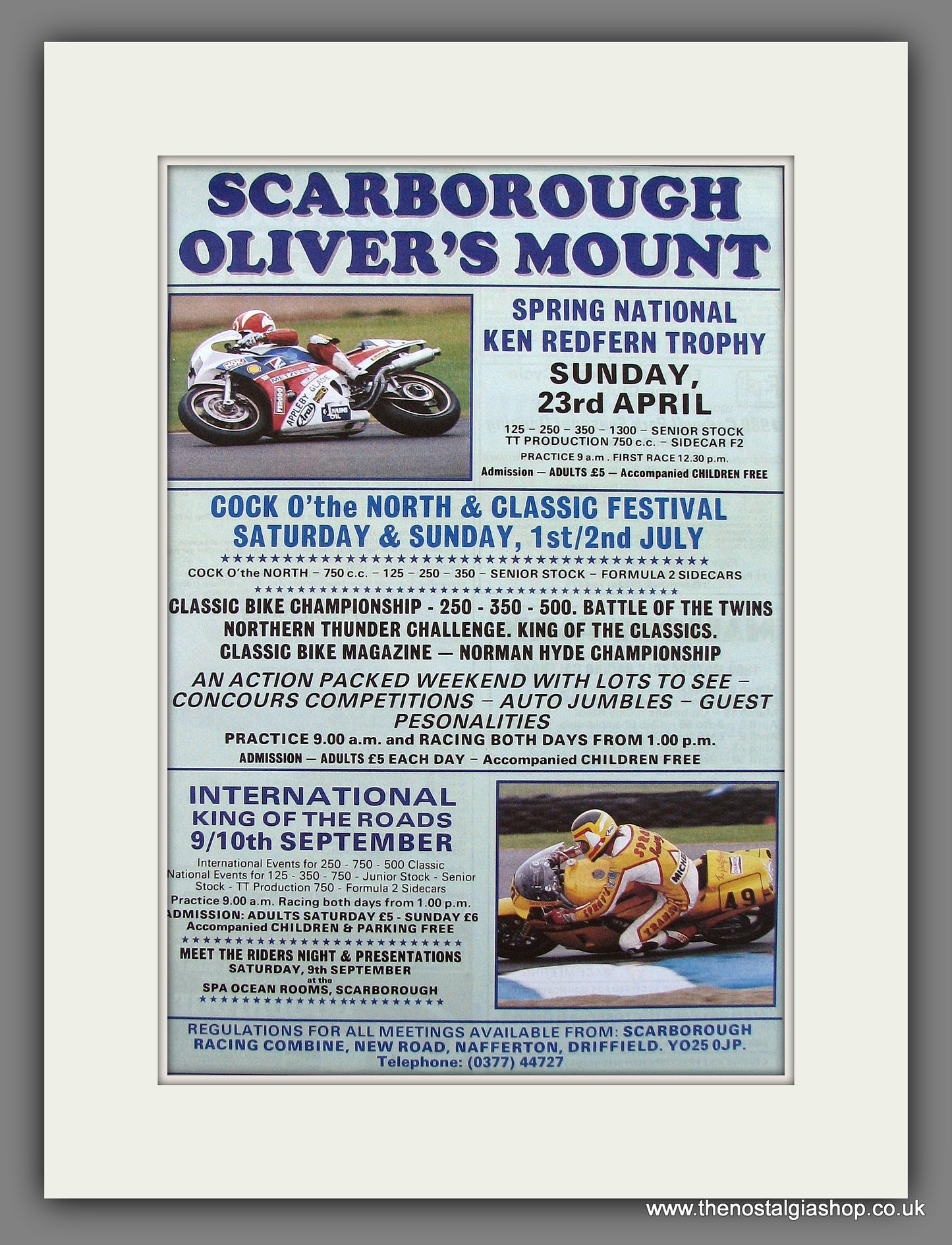 Oliver's Mount, Scarborough. Events for the Year. Original Advert 1989 (ref AD12986)