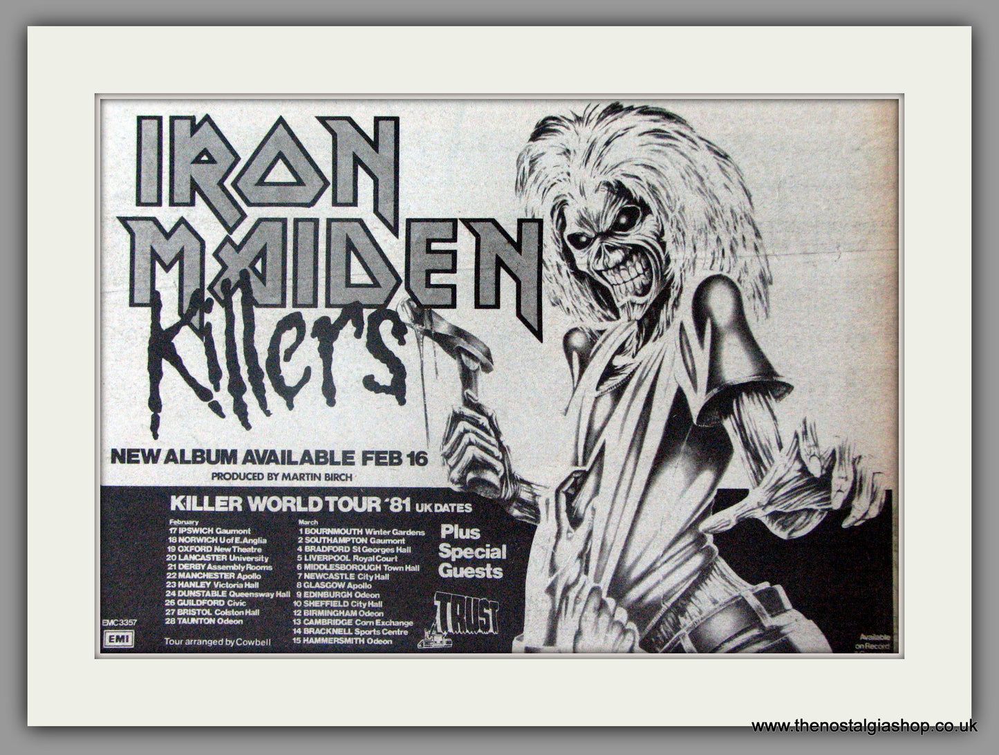 Iron Maiden. Killers. World Tour. Vintage Advert 1981 (ref AD50411)