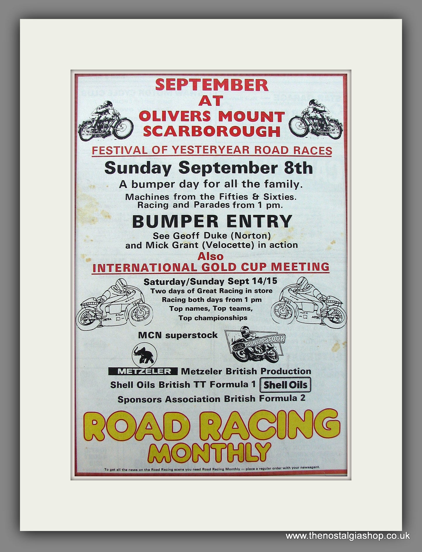 Oliver's Mount, Scarborough. Race Events. Original Advert 1985 (ref AD12989)
