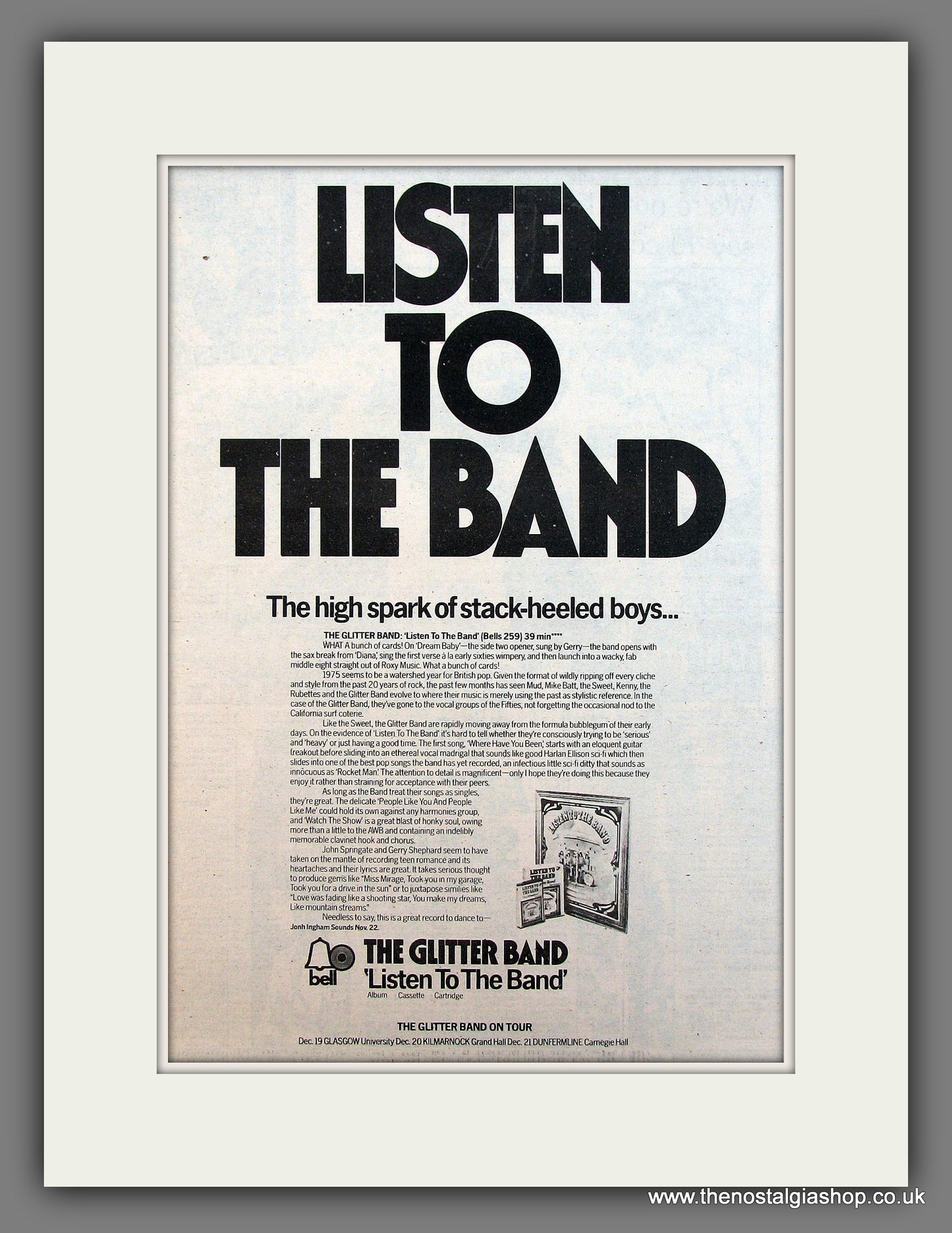 Glitter Band (The) Listen To The Band. Original advert 1975 (ref AD13120)