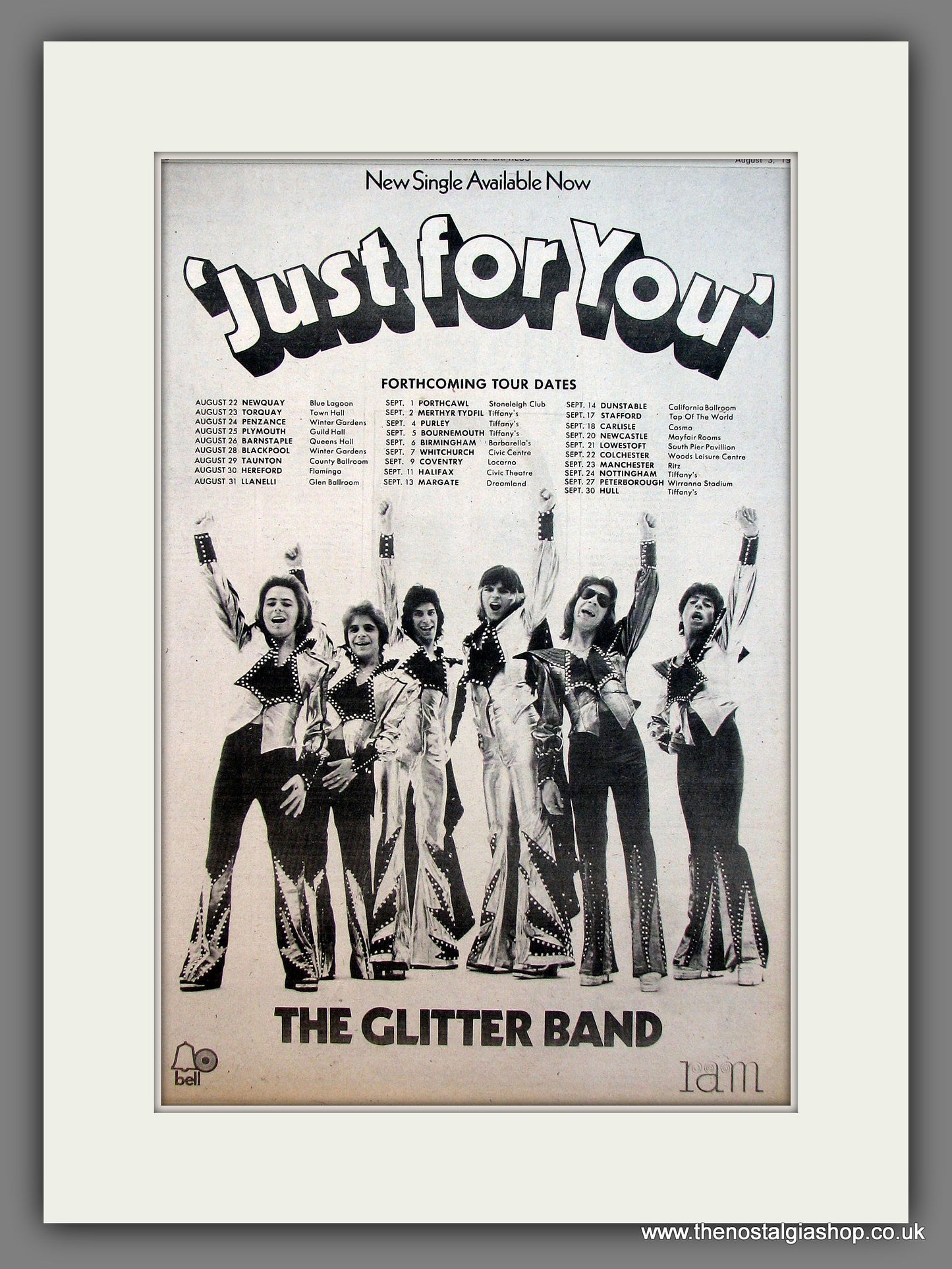 Glitter Band (The) Just For You. Original advert 1974 (ref AD13121)