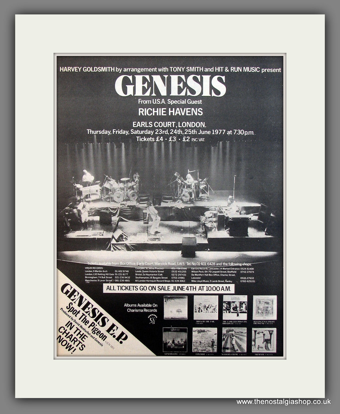 Genesis Earls Court. Original advert 1977 (ref AD13131)