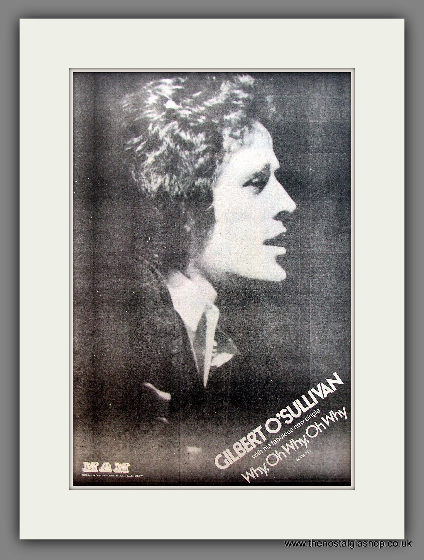Gilbert O'Sullivan Why, Oh Why, Oh Why. Original advert 1973 (ref AD13138)