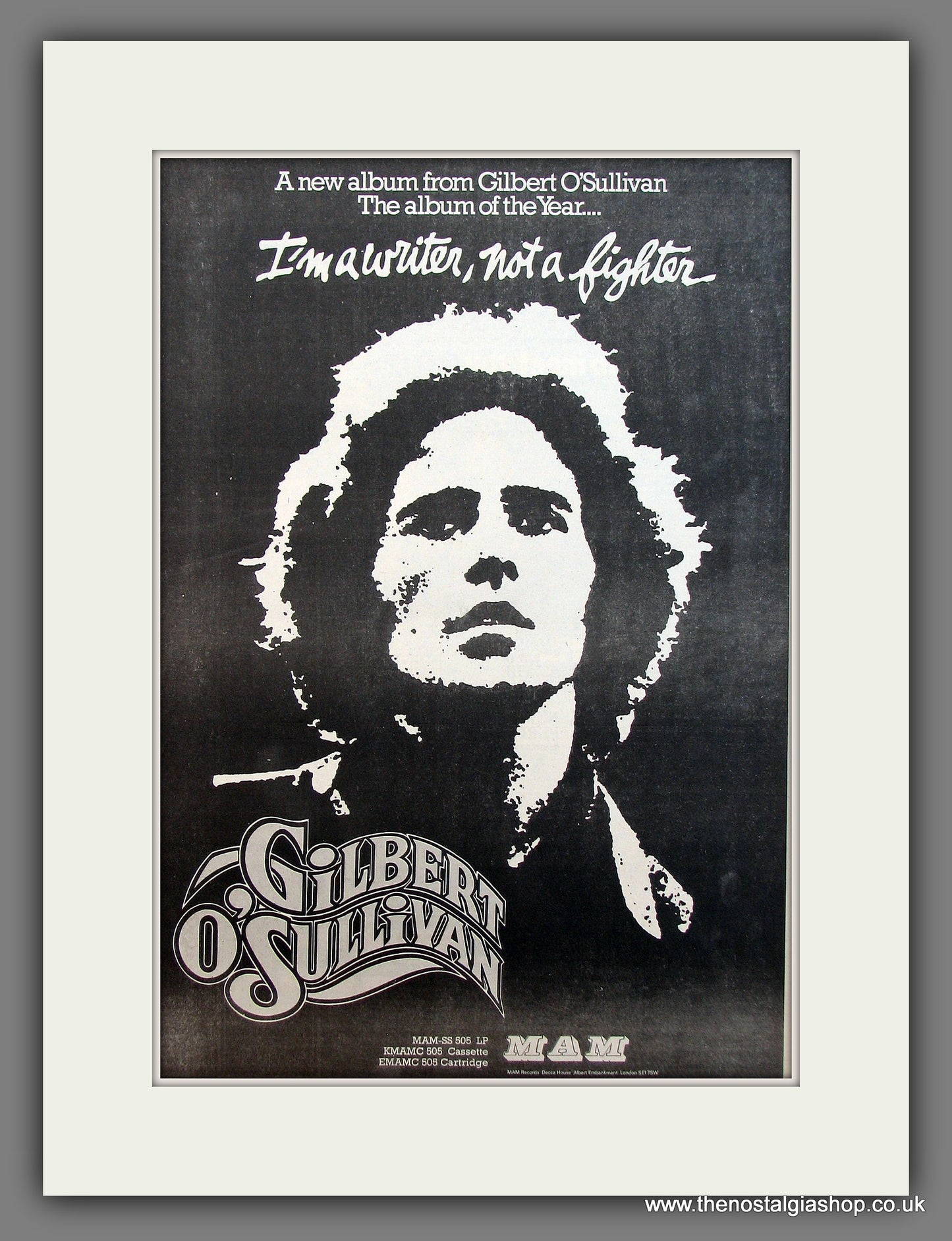 Gilbert O'Sullivan I'm A Writer, Not A Fighter. Original advert 1973 (ref AD13139)
