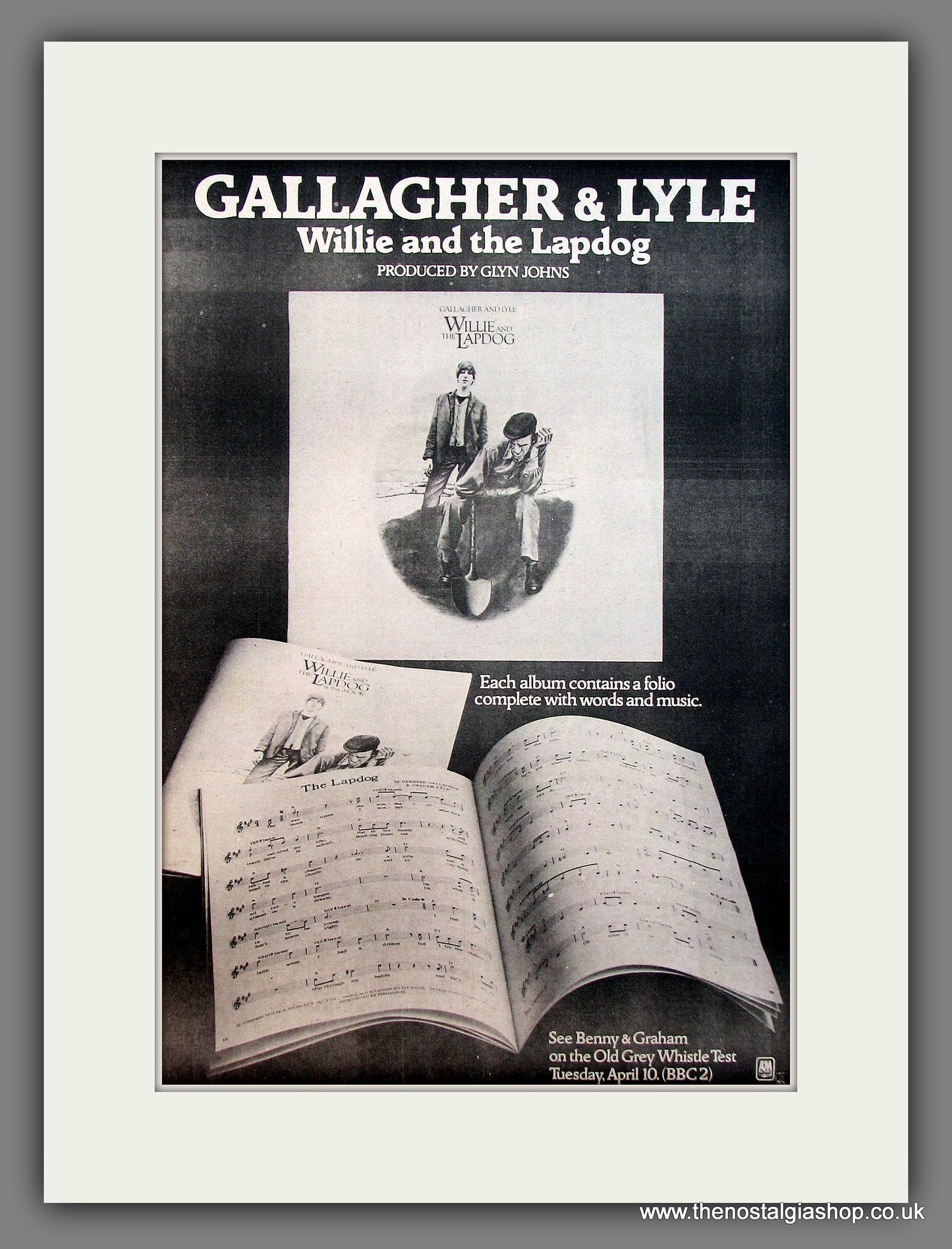 Gallagher & Lyle Willie And The Lapdog. Original advert 1973 (ref AD13140)